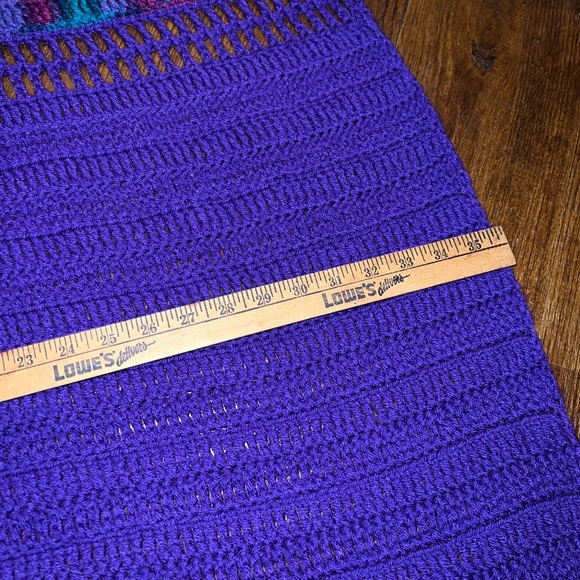 Handmade Crochet Purple, Green & Cream Retro Throw Blanket - Picture 9 of 9